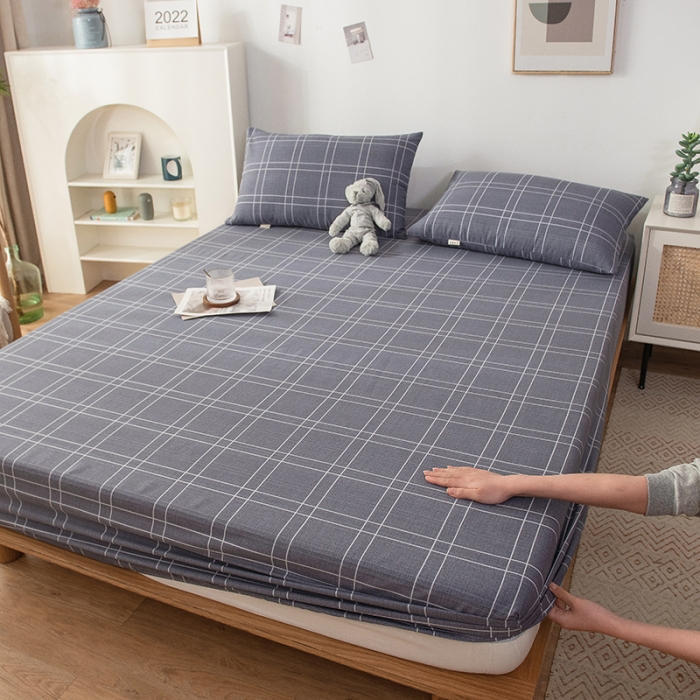 91家纺网 家纺一手货源 找家纺 芃成 2022新款全棉老粗布床笠款 格子控