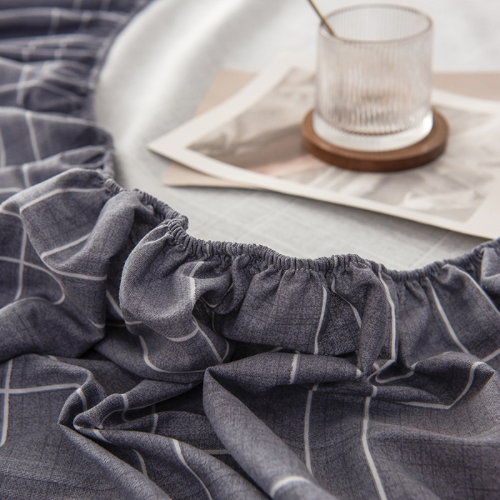 91家纺网 家纺一手货源 找家纺 芃成 2022新款全棉老粗布床笠款 格子控