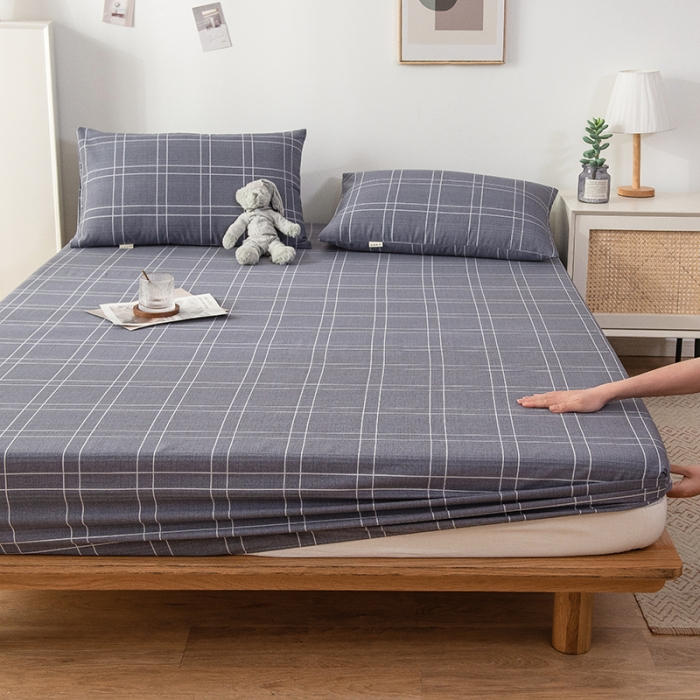 91家纺网 家纺一手货源 找家纺 芃成 2022新款全棉老粗布床笠款 格子控