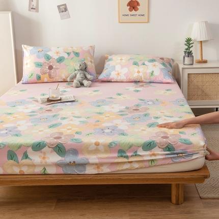 芃成 2022新款全棉老粗布床笠款 幸运花朵-粉