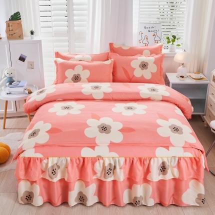 91家纺网 家纺一手货源 找家纺 （总）爱一个家 2023新款芦荟棉双边时尚床裙四件套