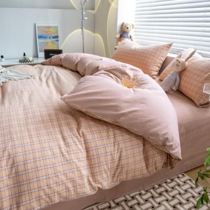 91家纺网 家纺一手货源 找家纺 恋人优选良品全棉水洗棉四件套纯棉宿舍三件套 米兰桔+脏粉