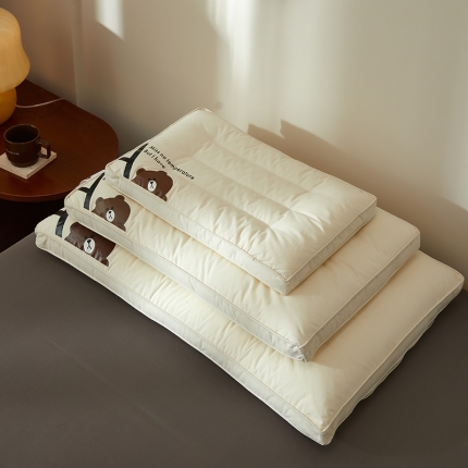 91家纺网 家纺一手货源 找家纺 2023新款枕芯 A类无荧光全棉A+熊儿童酒店低枕头枕芯