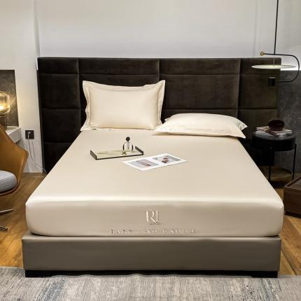 91家纺网 家纺一手货源 找家纺 秀色 2025爆款A类刺绣纯色50支贡缎纯棉单件床笠全棉 奶昔白