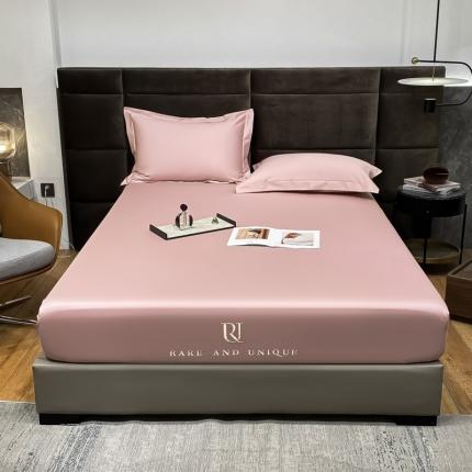 91家纺网 家纺一手货源 找家纺 秀色 2025爆款A类刺绣纯色50支贡缎纯棉单件床笠全棉 玉颜粉