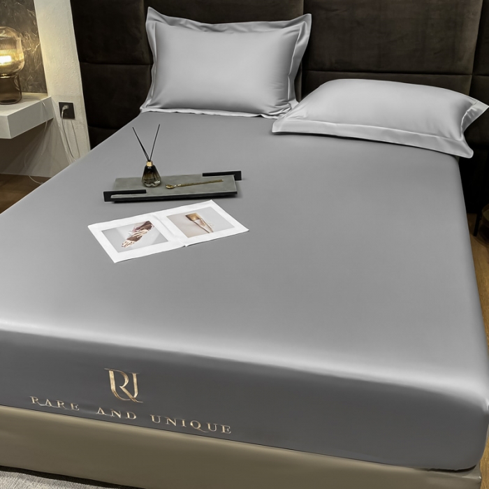 91家纺网 家纺一手货源 找家纺 秀色 2025爆款A类刺绣纯色50支贡缎纯棉单件床笠全棉 典雅灰