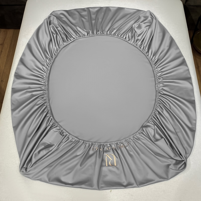 91家纺网 家纺一手货源 找家纺 秀色 2025爆款A类刺绣纯色50支贡缎纯棉单件床笠全棉 典雅灰