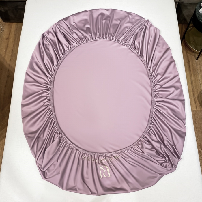 91家纺网 家纺一手货源 找家纺 秀色 2025爆款A类刺绣纯色50支贡缎纯棉单件床笠全棉 香芋紫