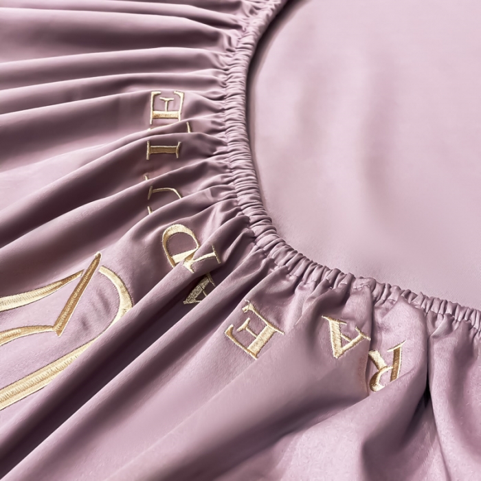 91家纺网 家纺一手货源 找家纺 秀色 2025爆款A类刺绣纯色50支贡缎纯棉单件床笠全棉 香芋紫