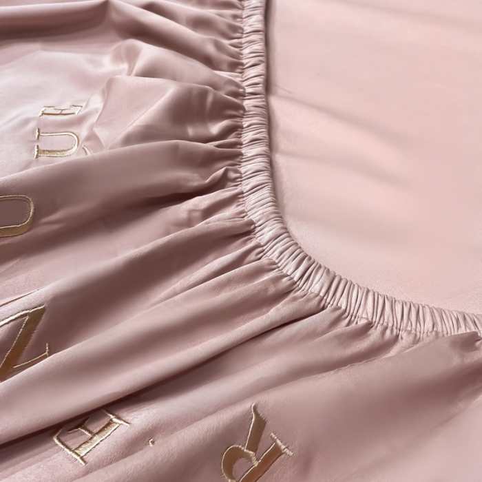 91家纺网 家纺一手货源 找家纺 秀色 2025爆款A类刺绣纯色50支贡缎纯棉单件床笠全棉 玉颜粉