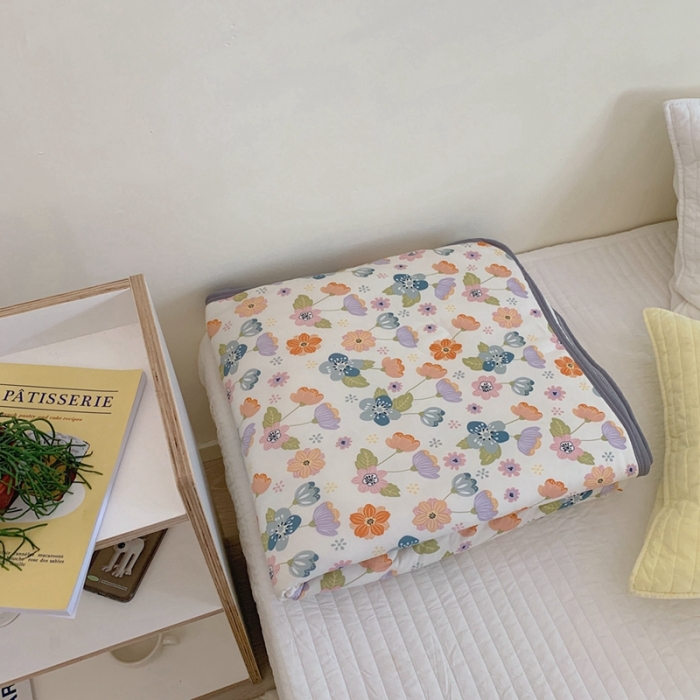 91家纺网 家纺一手货源 找家纺 慕尚 2025新款针织棉印花夏凉被空调被 蝴蝶花