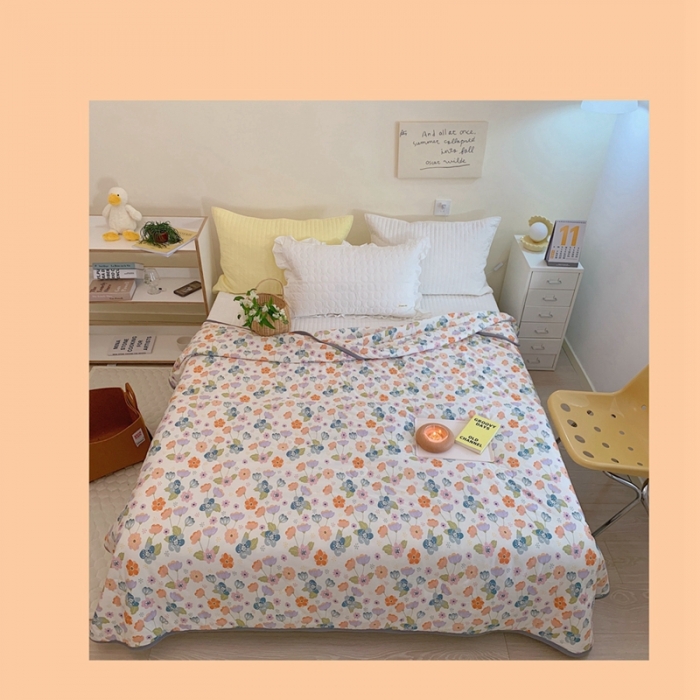 91家纺网 家纺一手货源 找家纺 慕尚 2025新款针织棉印花夏凉被空调被 蝴蝶花