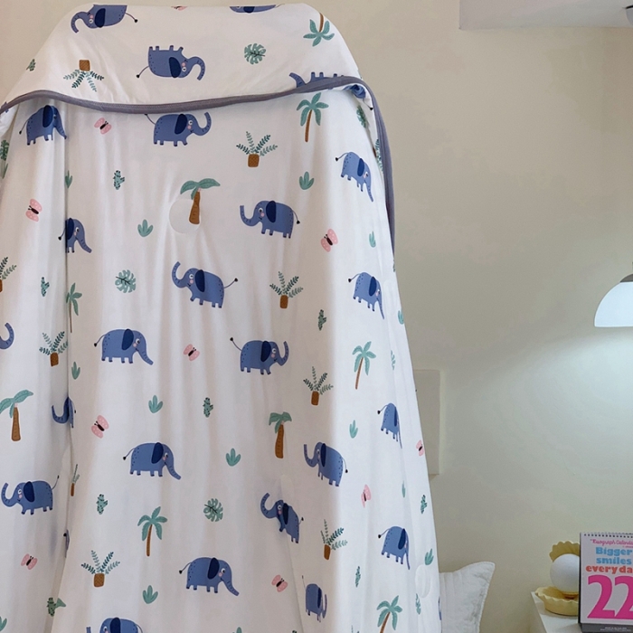 91家纺网 家纺一手货源 找家纺 慕尚 2025新款针织棉印花夏凉被空调被 可爱小象