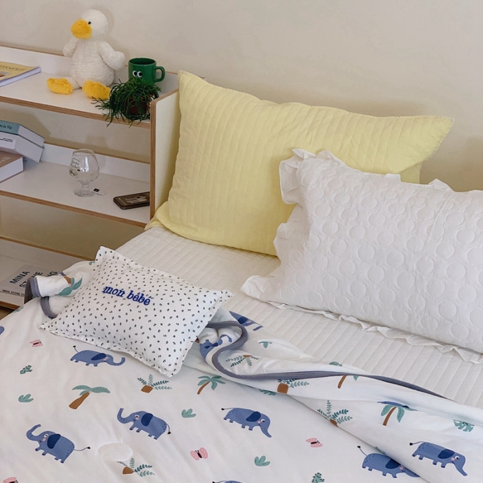 91家纺网 家纺一手货源 找家纺 慕尚 2025新款针织棉印花夏凉被空调被 可爱小象