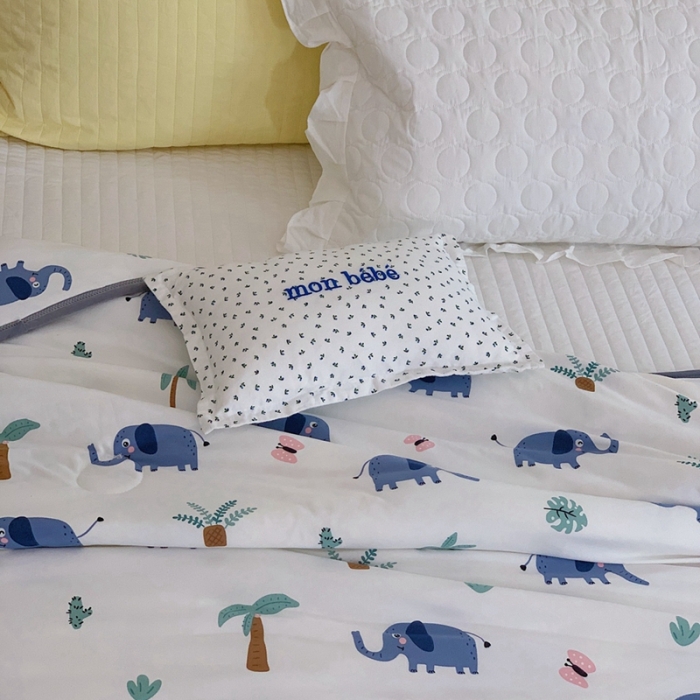 91家纺网 家纺一手货源 找家纺 慕尚 2025新款针织棉印花夏凉被空调被 可爱小象