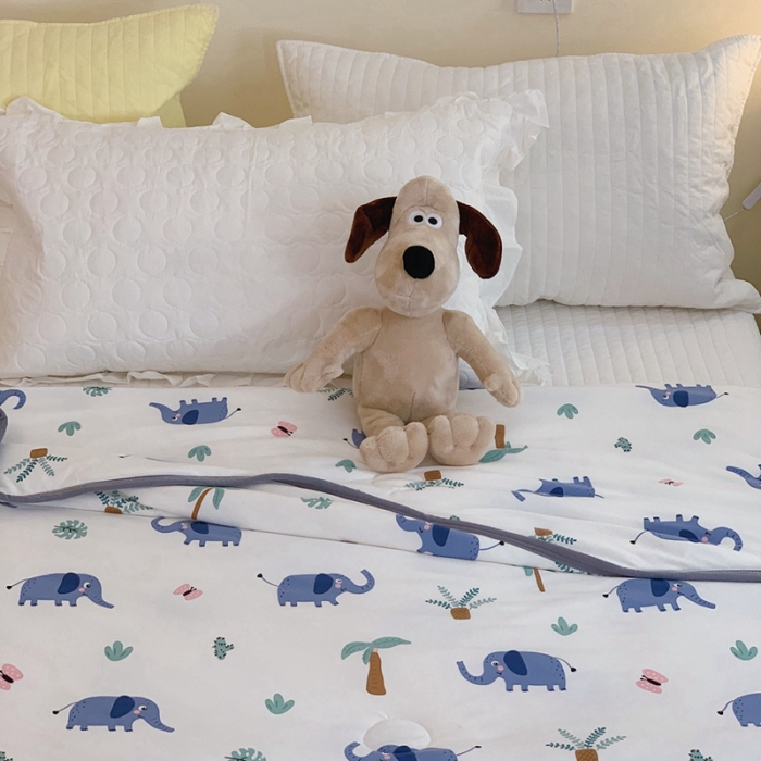 91家纺网 家纺一手货源 找家纺 慕尚 2025新款针织棉印花夏凉被空调被 可爱小象