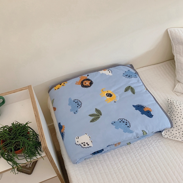 91家纺网 家纺一手货源 找家纺 慕尚 2025新款针织棉印花夏凉被空调被 快乐乐园