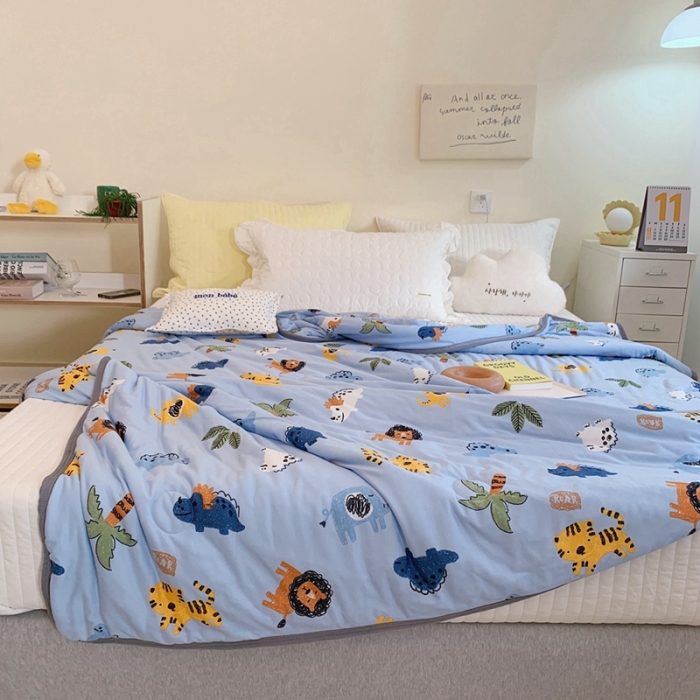 91家纺网 家纺一手货源 找家纺 慕尚 2025新款针织棉印花夏凉被空调被 快乐乐园