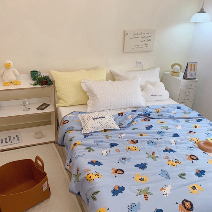 91家纺网 家纺一手货源 找家纺 慕尚 2025新款针织棉印花夏凉被空调被 快乐乐园