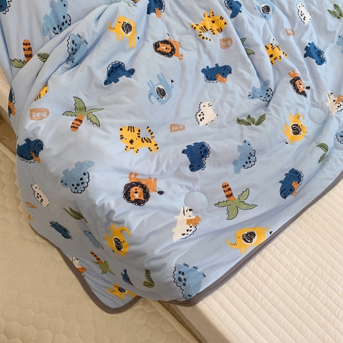 91家纺网 家纺一手货源 找家纺 慕尚 2025新款针织棉印花夏凉被空调被 快乐乐园