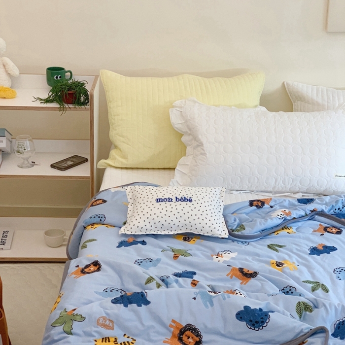 91家纺网 家纺一手货源 找家纺 慕尚 2025新款针织棉印花夏凉被空调被 快乐乐园