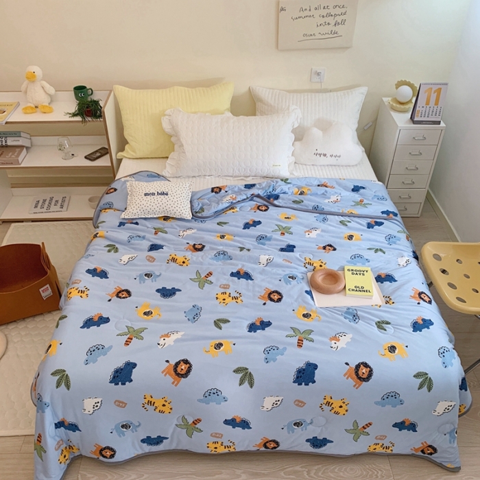 91家纺网 家纺一手货源 找家纺 慕尚 2025新款针织棉印花夏凉被空调被 快乐乐园