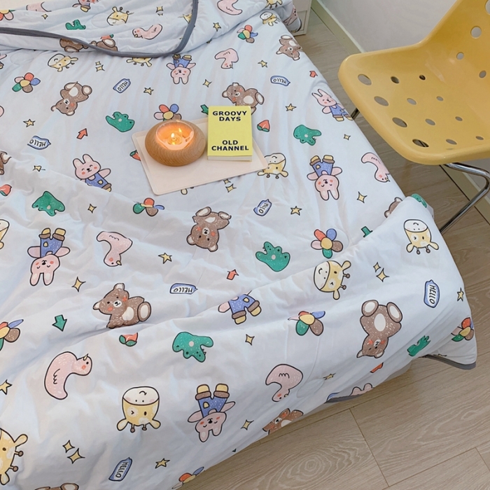 91家纺网 家纺一手货源 找家纺 慕尚 2025新款针织棉印花夏凉被空调被 小伙伴