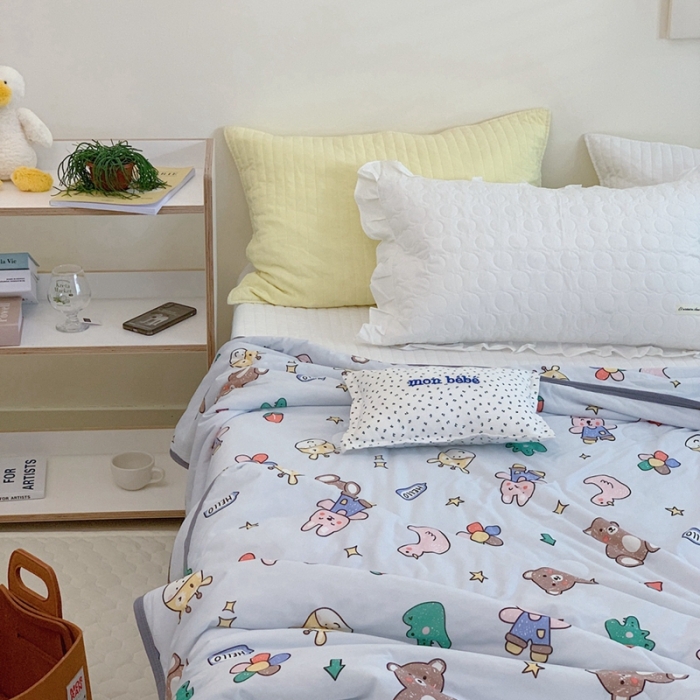 91家纺网 家纺一手货源 找家纺 慕尚 2025新款针织棉印花夏凉被空调被 小伙伴