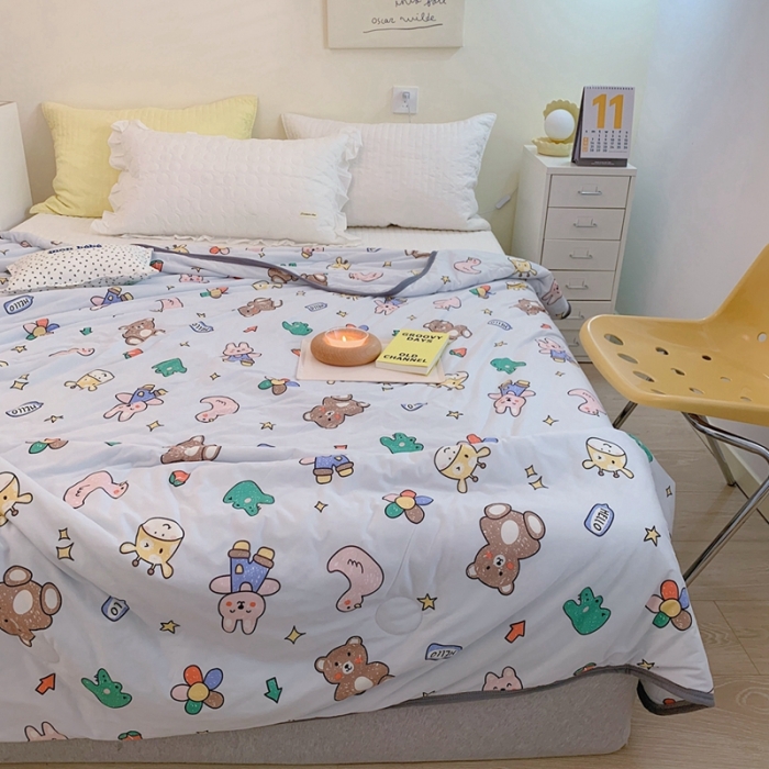 91家纺网 家纺一手货源 找家纺 慕尚 2025新款针织棉印花夏凉被空调被 小伙伴