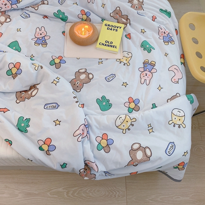 91家纺网 家纺一手货源 找家纺 慕尚 2025新款针织棉印花夏凉被空调被 小伙伴