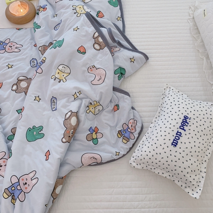 91家纺网 家纺一手货源 找家纺 慕尚 2025新款针织棉印花夏凉被空调被 小伙伴