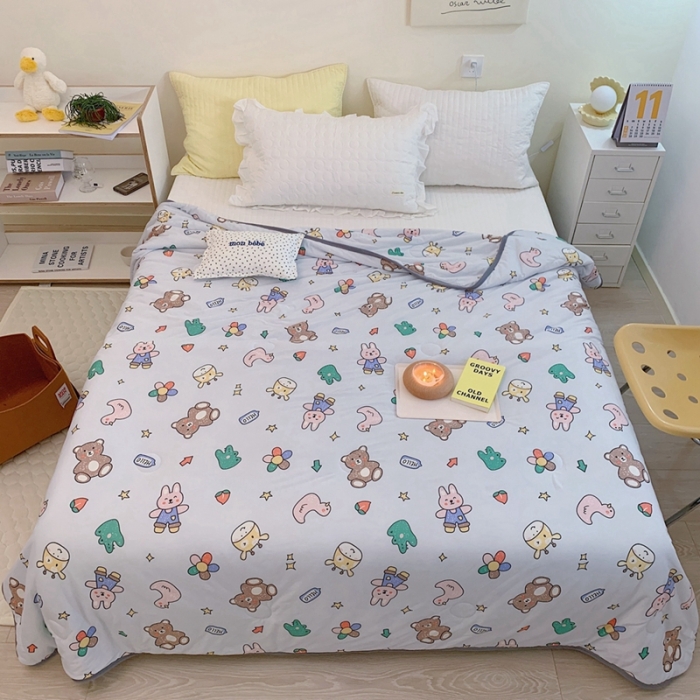 91家纺网 家纺一手货源 找家纺 慕尚 2025新款针织棉印花夏凉被空调被 小伙伴