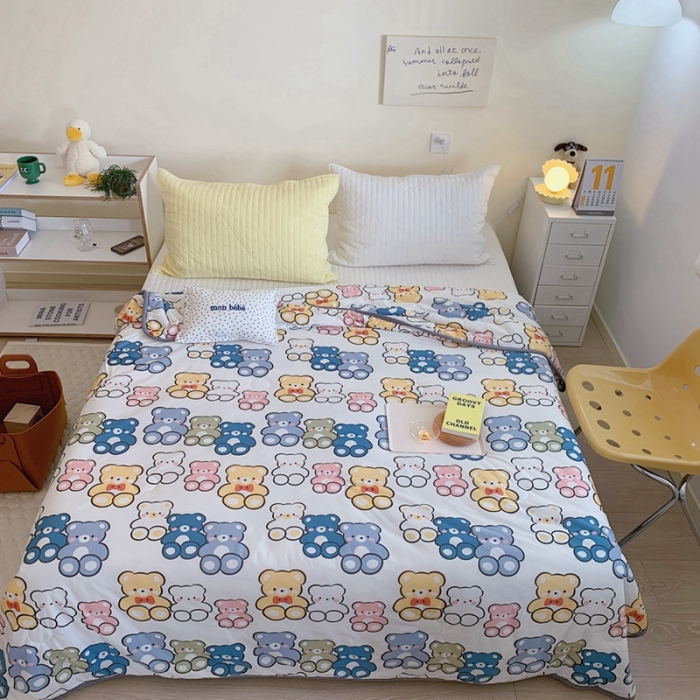 91家纺网 家纺一手货源 找家纺 慕尚 2025新款针织棉印花夏凉被空调被 小熊宝贝