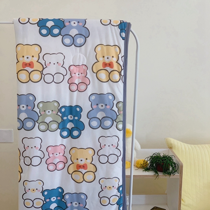 91家纺网 家纺一手货源 找家纺 慕尚 2025新款针织棉印花夏凉被空调被 小熊宝贝