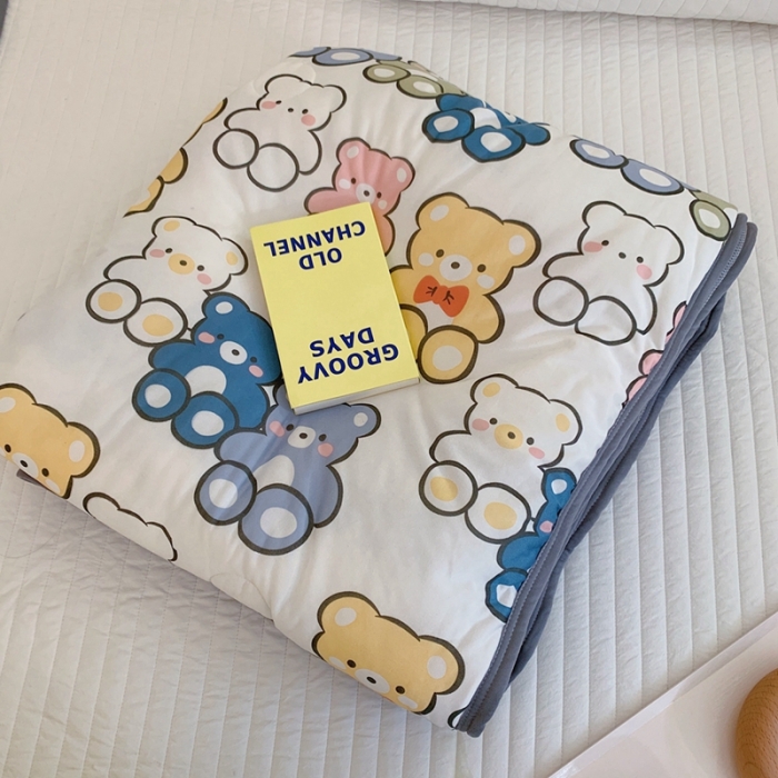 91家纺网 家纺一手货源 找家纺 慕尚 2025新款针织棉印花夏凉被空调被 小熊宝贝