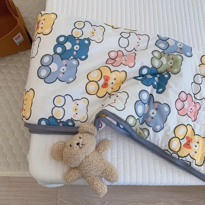 91家纺网 家纺一手货源 找家纺 慕尚 2025新款针织棉印花夏凉被空调被 小熊宝贝