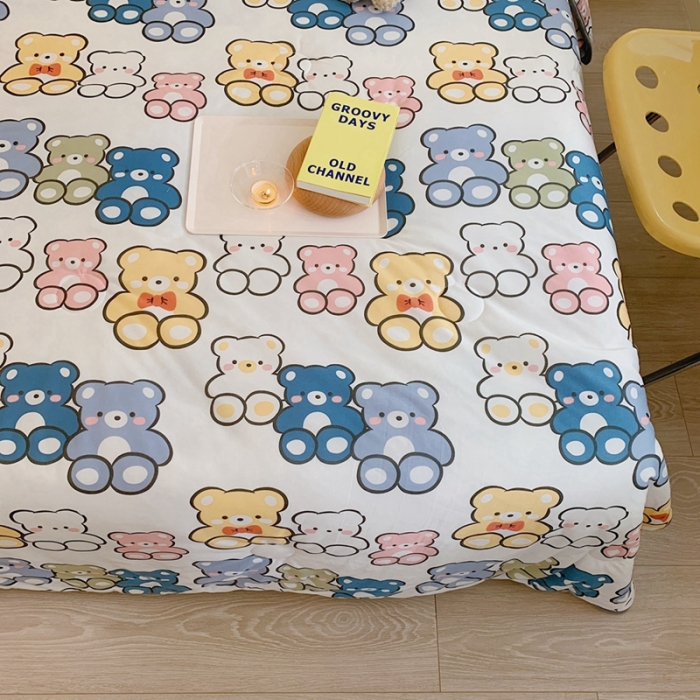 91家纺网 家纺一手货源 找家纺 慕尚 2025新款针织棉印花夏凉被空调被 小熊宝贝