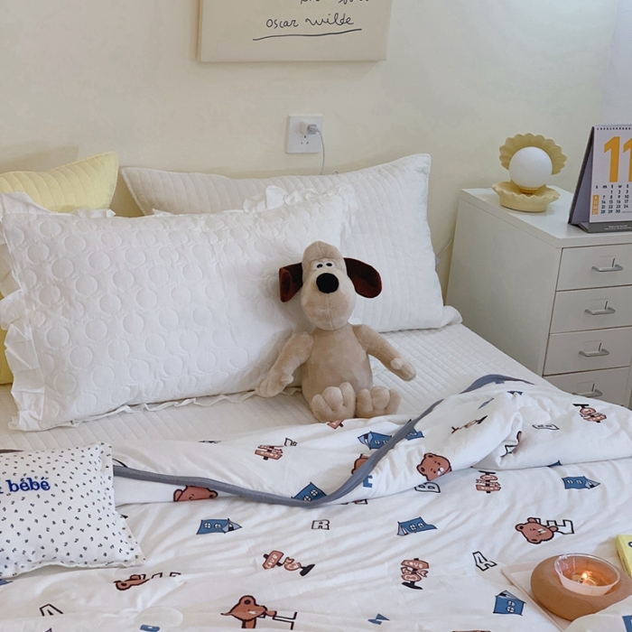 91家纺网 家纺一手货源 找家纺 慕尚 2025新款针织棉印花夏凉被空调被 字母熊