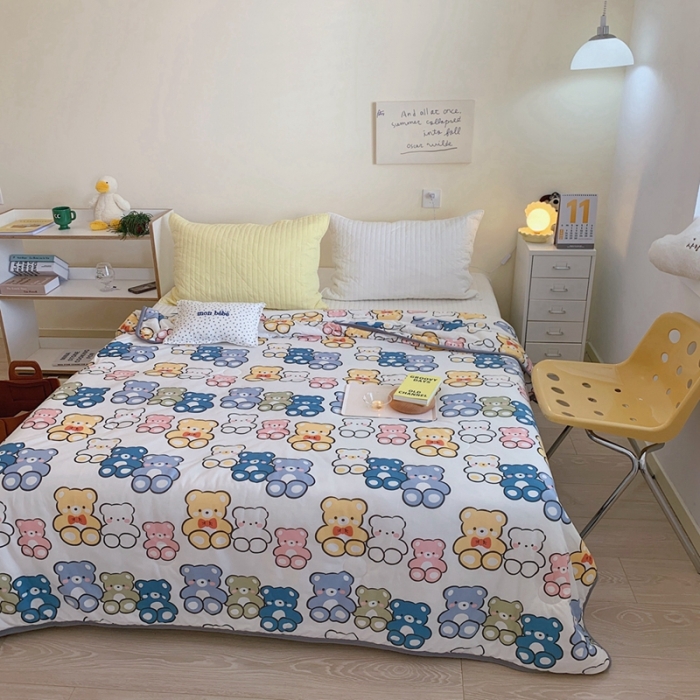 91家纺网 家纺一手货源 找家纺 慕尚 2025新款针织棉印花夏凉被空调被 小熊宝贝