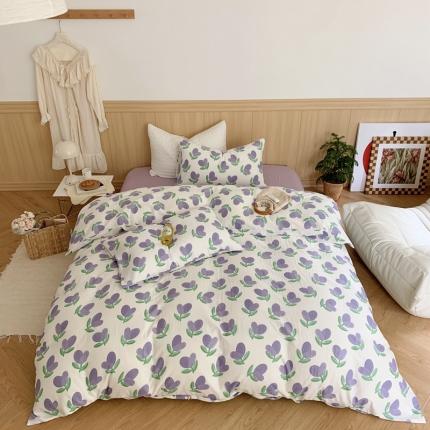 91家纺网 家纺一手货源 找家纺 黛馨 2025新款A类小清新双层纱四件套（实拍）郁金香