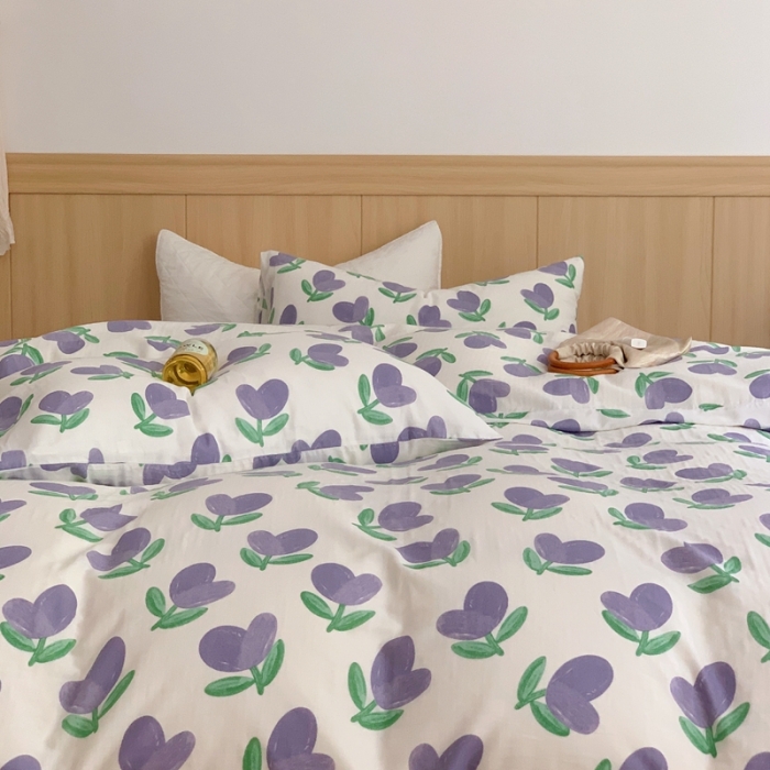 91家纺网 家纺一手货源 找家纺 黛馨 2025新款A类小清新双层纱四件套（实拍）郁金香