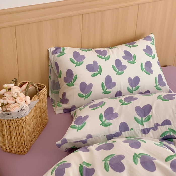 91家纺网 家纺一手货源 找家纺 黛馨 2025新款A类小清新双层纱四件套（实拍）郁金香