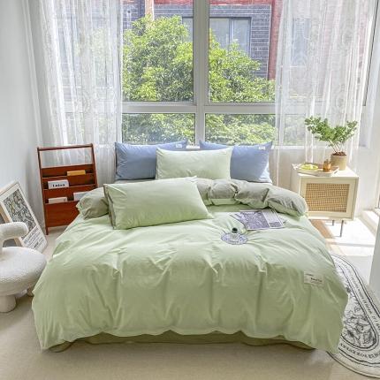 91家纺网 家纺一手货源 找家纺 寐居 2023新款全棉水洗棉四件套 绿+牛油果绿