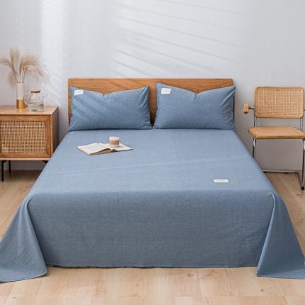 91家纺网 家纺一手货源 找家纺 宝士康 2023新款无印风系列单床单 优雅蓝