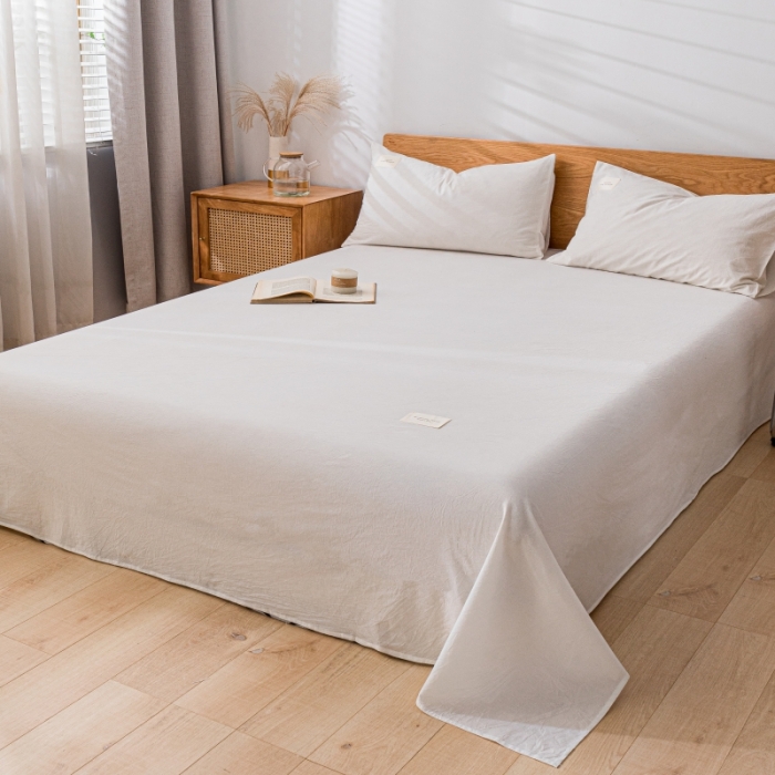 91家纺网 家纺一手货源 找家纺 宝士康 2023新款无印风系列单床单 本白