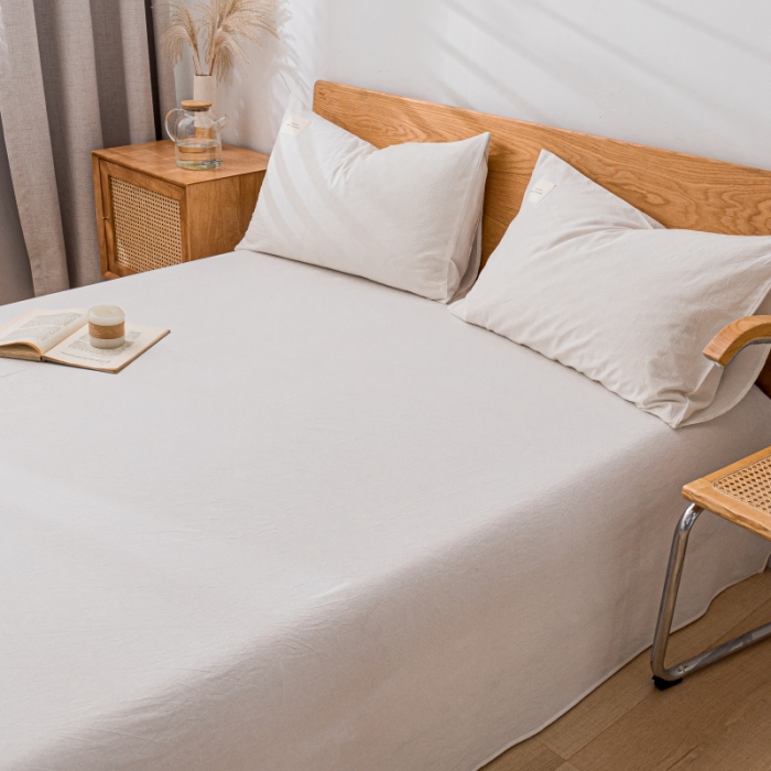 91家纺网 家纺一手货源 找家纺 宝士康 2023新款无印风系列单床单 本白