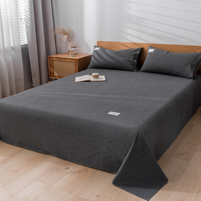 91家纺网 家纺一手货源 找家纺 宝士康 2023新款无印风系列单床单 低调灰