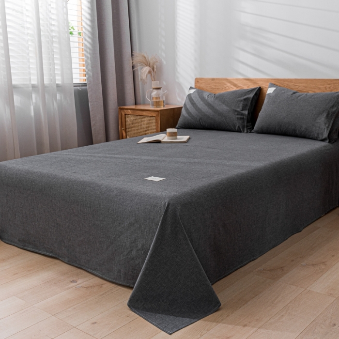 91家纺网 家纺一手货源 找家纺 宝士康 2023新款无印风系列单床单 低调灰