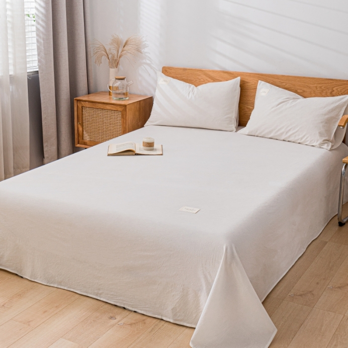 91家纺网 家纺一手货源 找家纺 宝士康 2023新款无印风系列单床单 本白