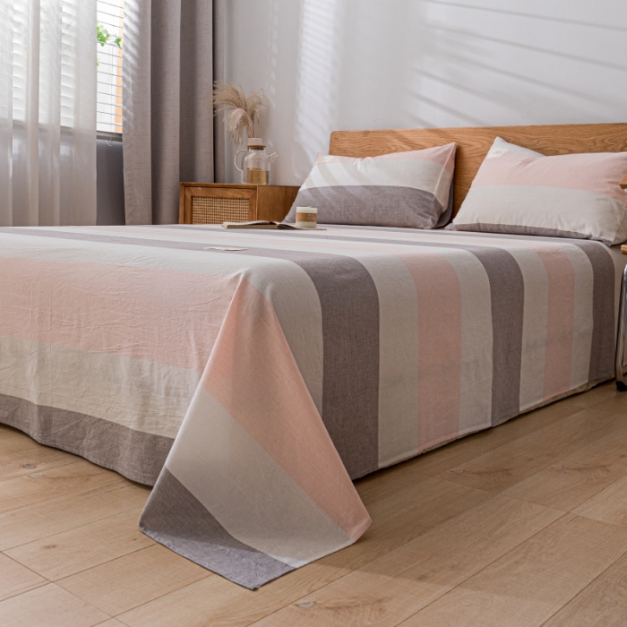 91家纺网 家纺一手货源 找家纺 宝士康 2023新款无印风系列单床单 桃玉灰